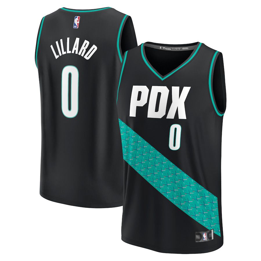 Men Portland Trail Blazers 0 Damian Lillard Fanatics Branded Black City Edition 2022-23 Fastbreak NBA Jersey